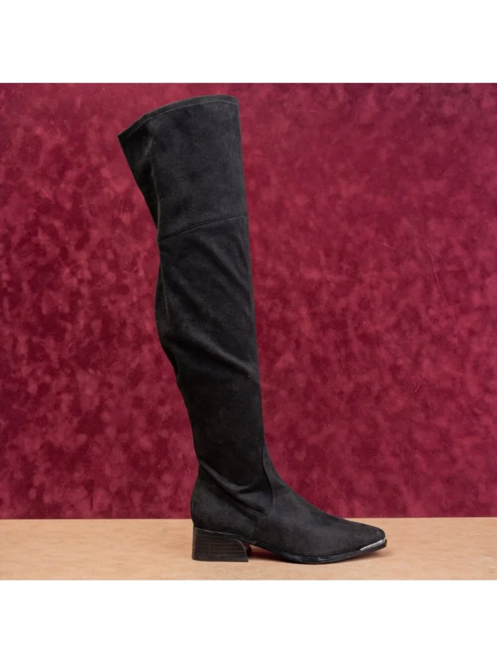 Marc Fisher Women Darwin Black Fabric Zip OTK Metal Pointy Toe Boots sz 8